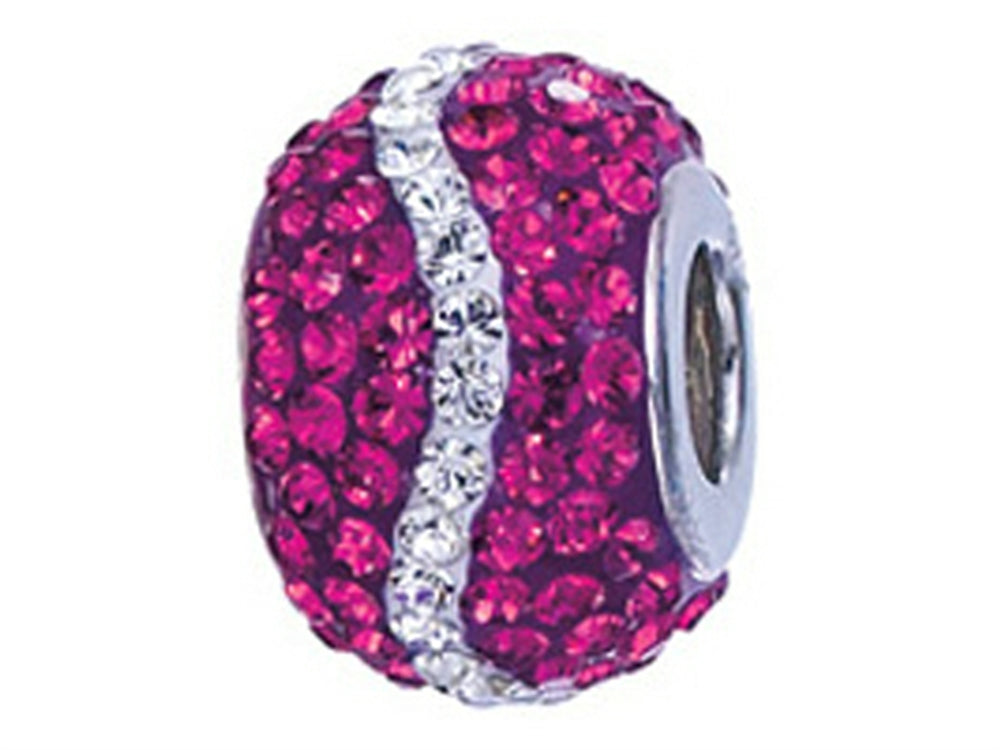 Zable Sterling Silver Pink and White Wave Bead / Charm