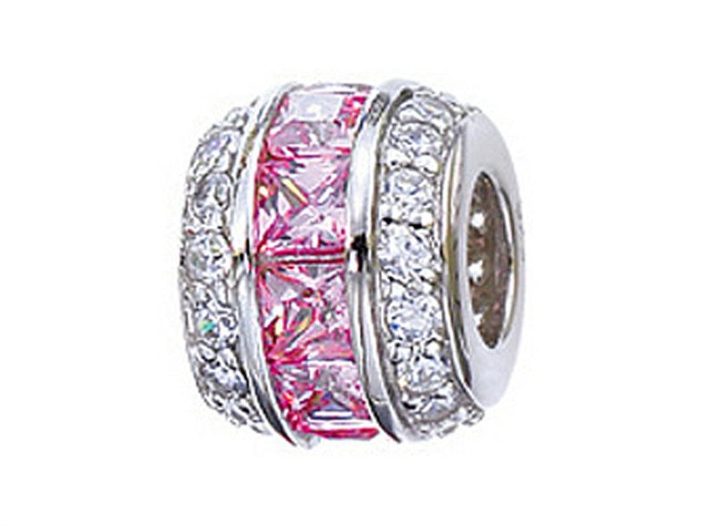 Zable Sterling Silver Pink and White CZ's Compatible Bead / Charm