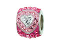Zable Sterling Silver Heart with Pink and White Crystals Bead / Charm