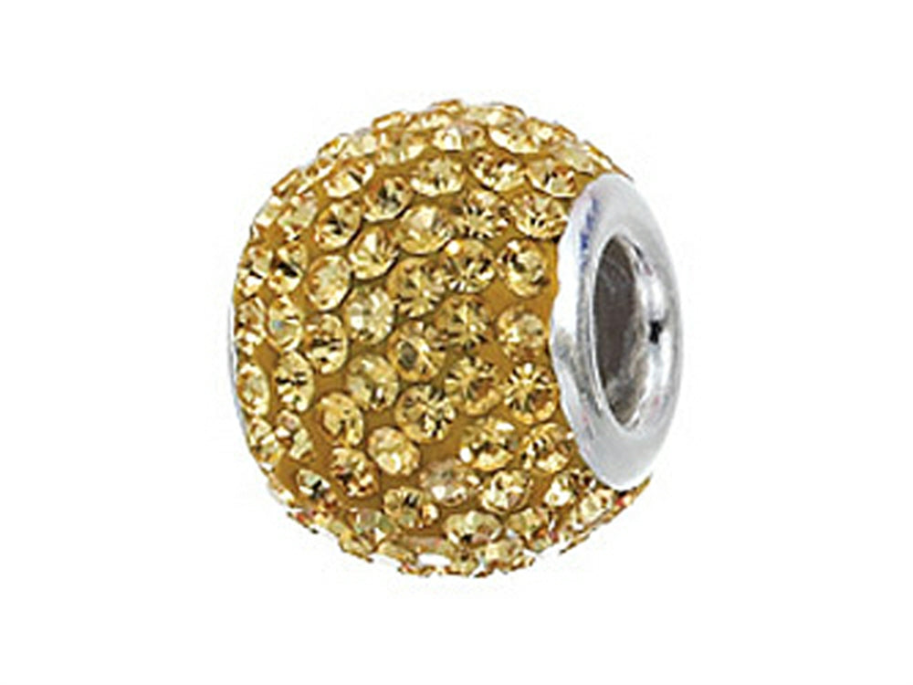 Zable Sterling Silver Gold Color Crystals Compatible Bead / Charm