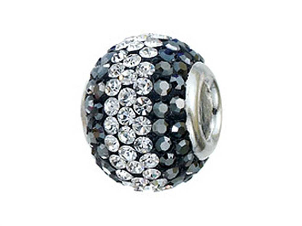 Zable Sterling Silver Hematite/White Crystals Bead / Charm