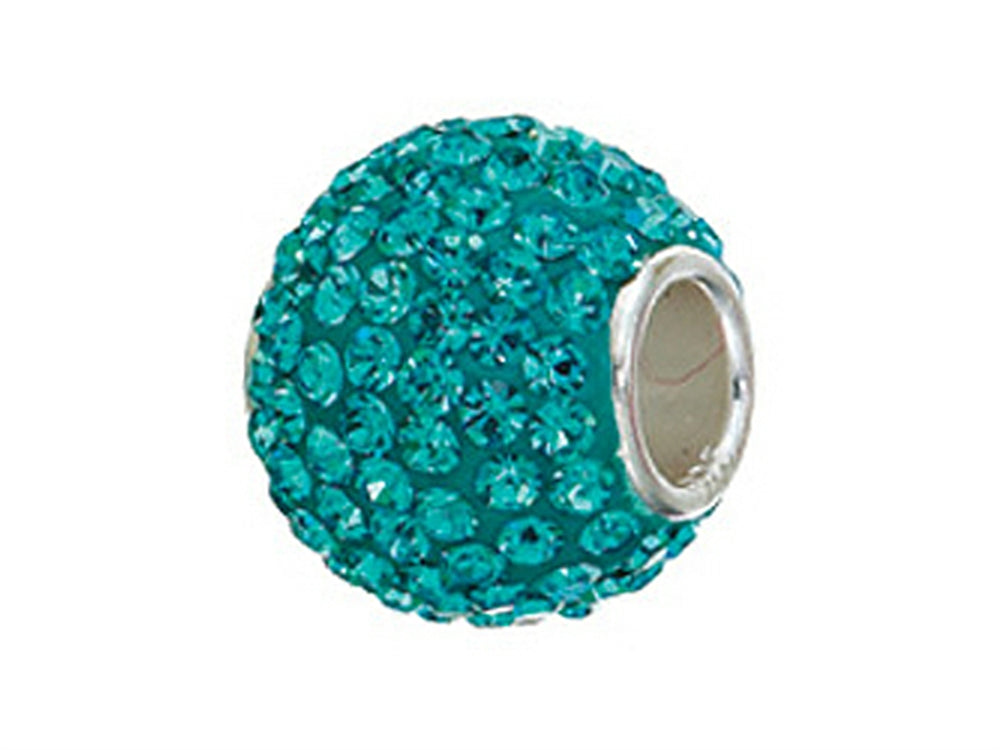 Zable Sterling Silver Teal Crystals Compatible Bead / Charm