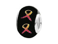 Zable Sterling Silver Dichroic Glass - Pink Ribbon Bead / Charm