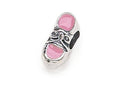 Zable Sterling Silver Engraveable Baby Shoe Pink Bead / Charm