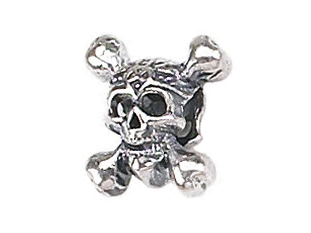 Zable Sterling Silver Skull and Crossbones Bead / Charm