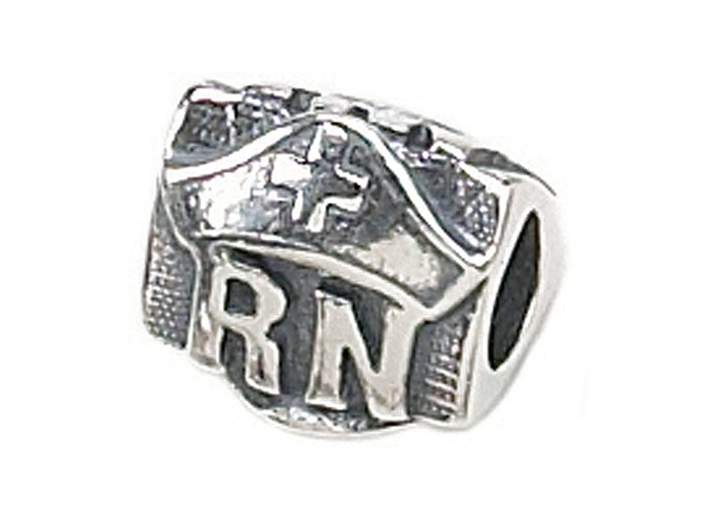 Zable Sterling Silver Triangular RN Nurse Hat Compatible Bead / Charm