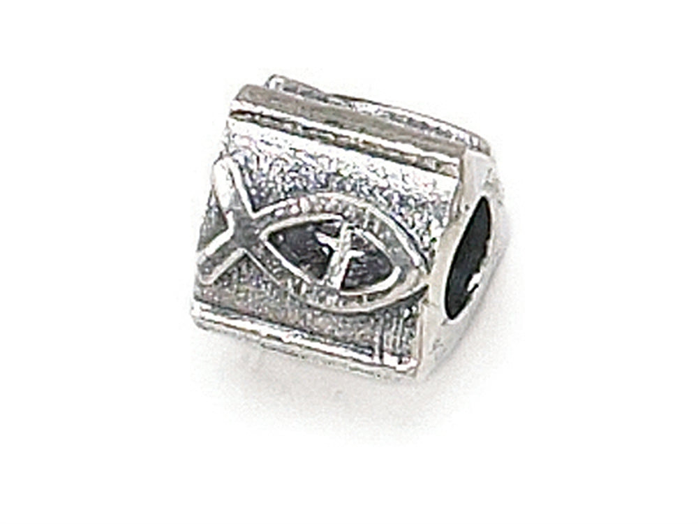 Zable Sterling Silver Christian Fish/Cross Bead / Charm