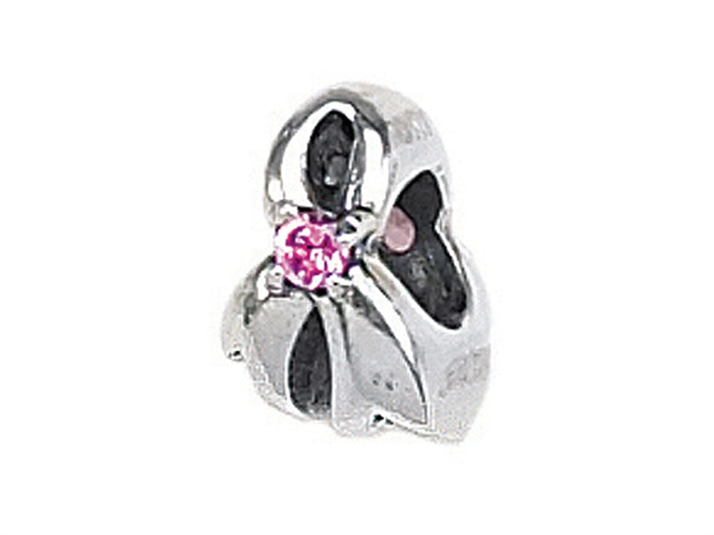 Zable Sterling Silver Ribbon Breast Cancer Bead / Charm