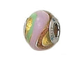 Zable Sterling Silver Gold Green/Pink/Copper S Murano Glass Bead / Charm