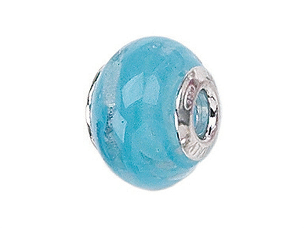 Zable Sterling Silver Filigrana Swirl Light Blue Murano Glass Bead / Charm