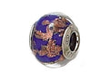 Zable Sterling Silver Blue with Copper Glitter Murano Glass Bead / Charm