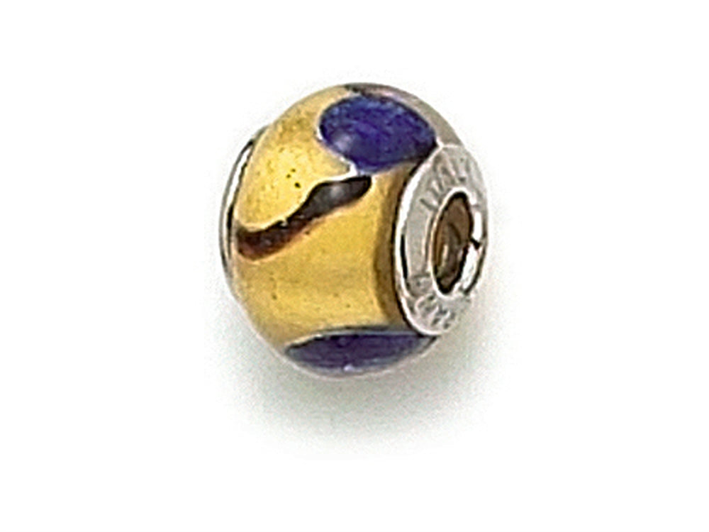 Zable Sterling Silver Gold with Blue Spot Murano Glass Bead / Charm