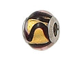 Zable Sterling Silver Gold/Carmel/Black Swirls Bead / Charm