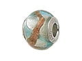 Zable Sterling Silver Silver Blue/Copper Zigzag Murano Glass Bead / Charm