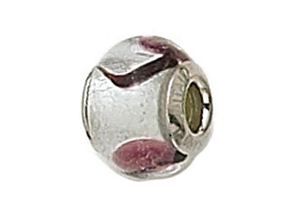 Zable™ Sterling Silver Silver with Purple Spot Murano Glass Bead / Charm