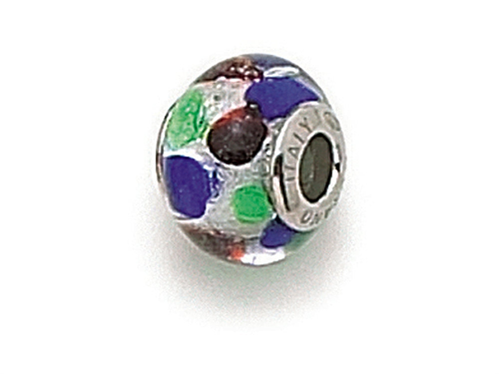 Zable™ Sterling Silver with Multicolor Dot Murano Glass Bead / Charm