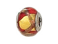 Zable Sterling Silver Gold with Red/Copper Murano Glass Bead / Charm