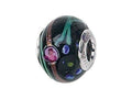 Zable Sterling Silver Black with Flowers/Multicolor Murano Glass Bead / Charm