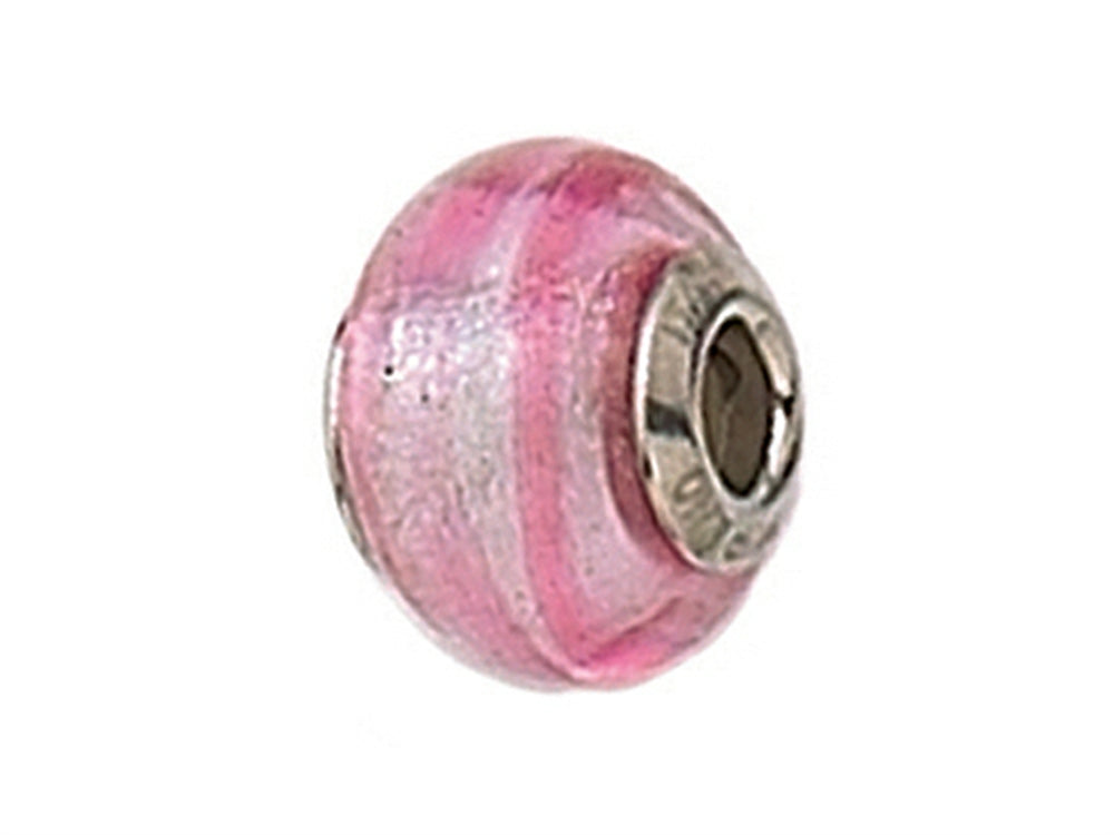 Zable™ Sterling Silver Pink Striped Murano Glass Bead / Charm