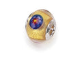 Zable Sterling Silver Gold Mosaic Flowers Murano Glass Bead / Charm