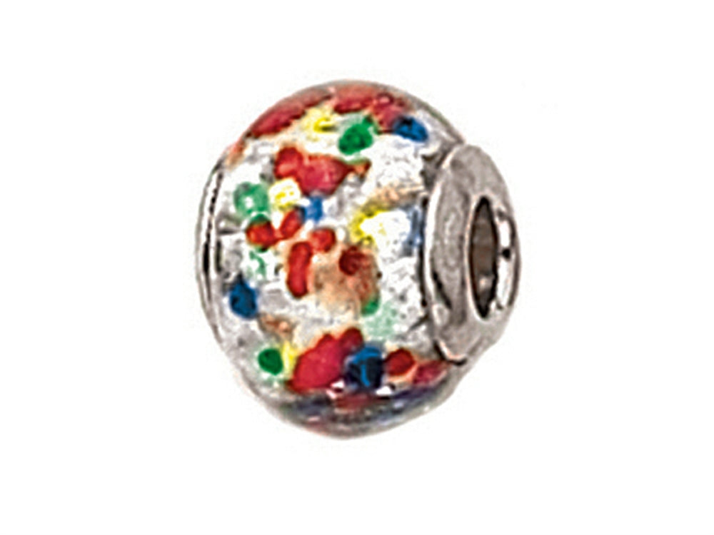 Zable™ Sterling Silver with Multicolor Dot Murano Glass Bead / Charm