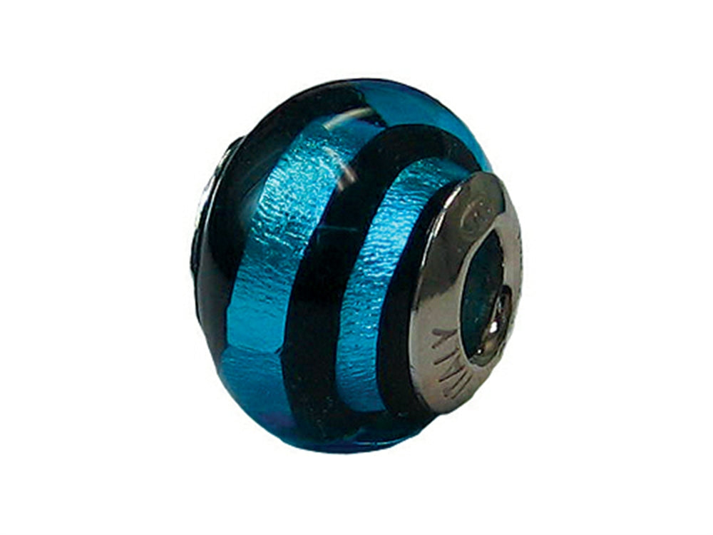 Zable™ Sterling Silver Murano Glass-Brite Blue Bead / Charm