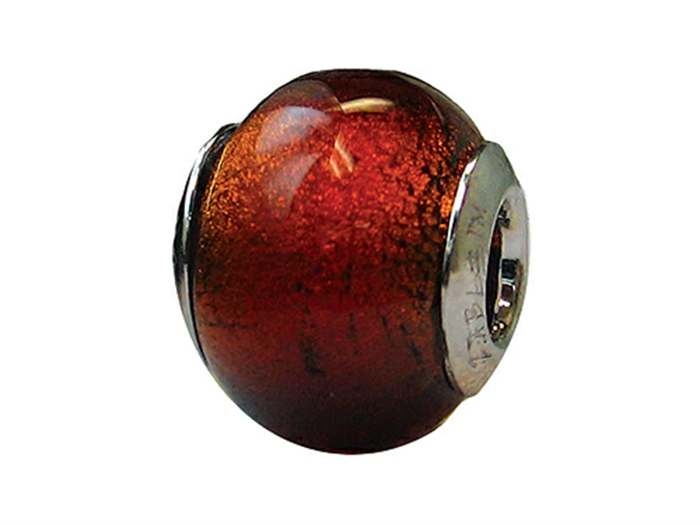 Zable™ Sterling Silver Murano-Burnt Orange Murano Glass Bead / Charm