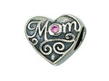 Zable Sterling Silver Mom With Pink Crystal Bead / Charm