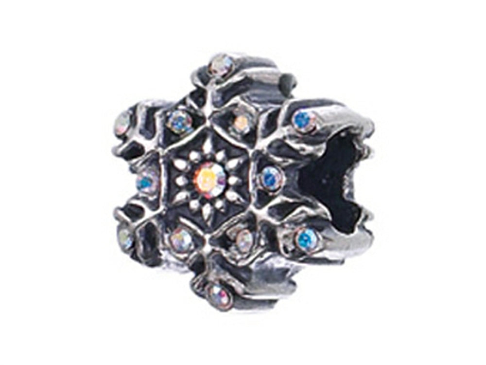 Zable Sterling Silver Snowflake With Crystals Bead / Charm