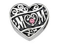 Zable Sterling Silver Mom Heart With Crystals Bead / Charm