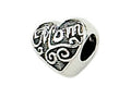 Zable Sterling Silver Mom Heart Shape Bead / Charm