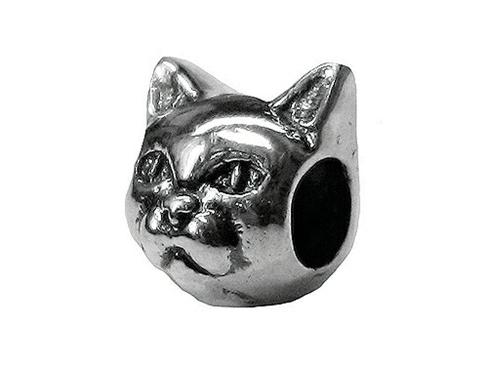 Zable Sterling Silver Cat Face 2-Sided Compatible Bead / Charm