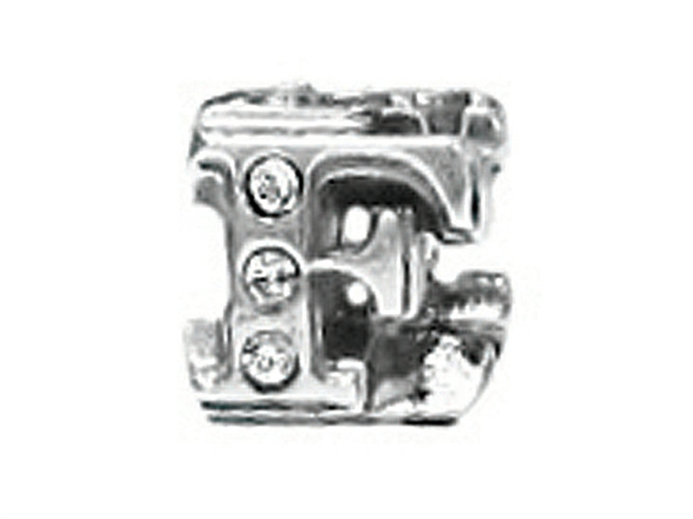 Zable Sterling Silver CZ Initial F Bead / Charm