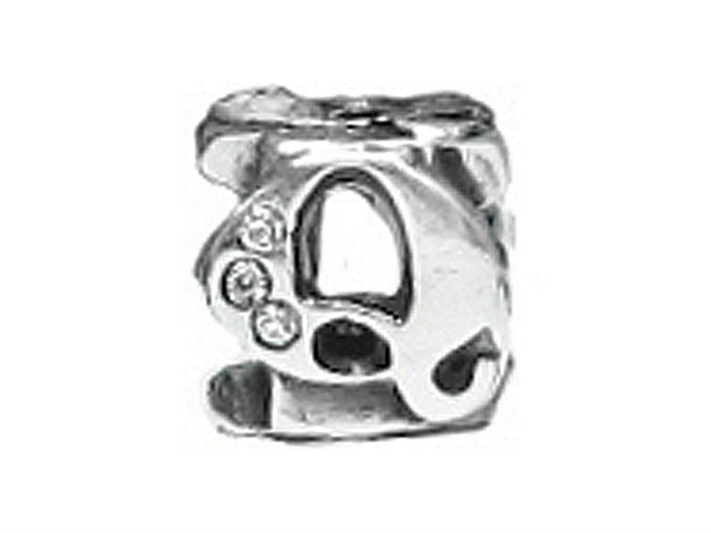Zable Sterling Silver CZ Initial Q Bead / Charm
