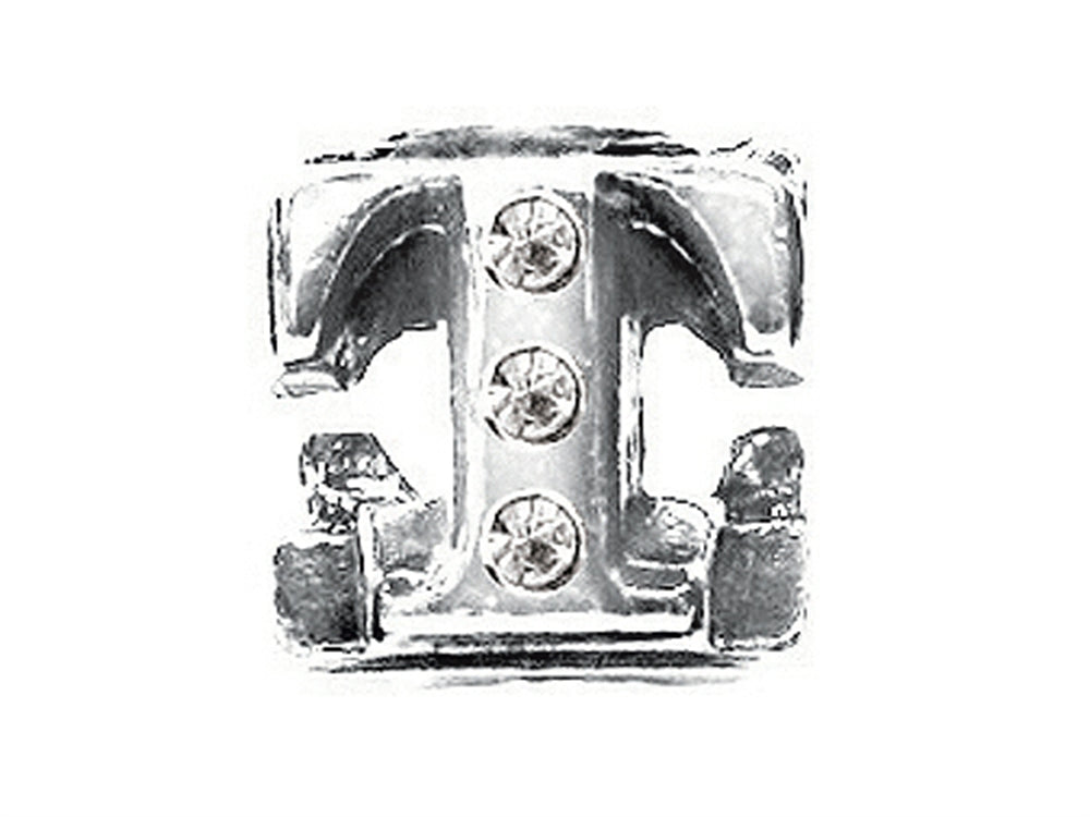 Zable Sterling Silver CZ Initial T Bead / Charm