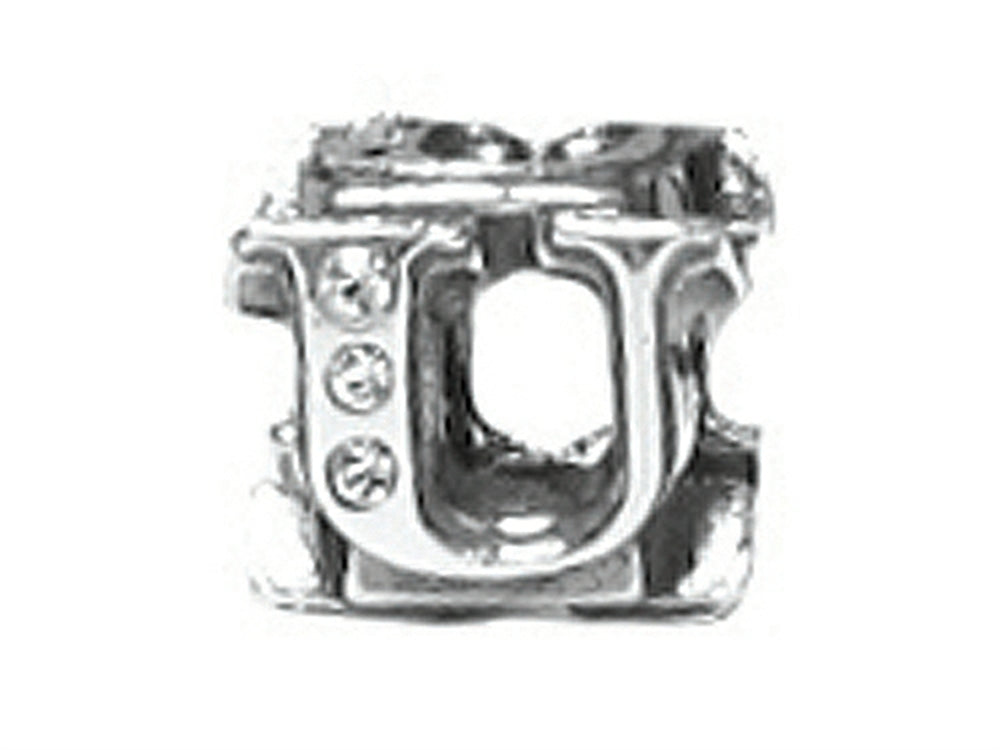 Zable Sterling Silver CZ Initial U Bead / Charm
