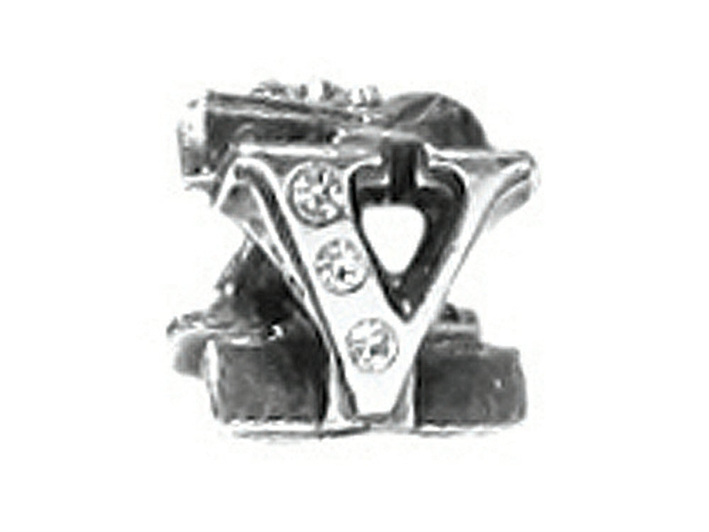 Zable Sterling Silver CZ Initial V Bead / Charm