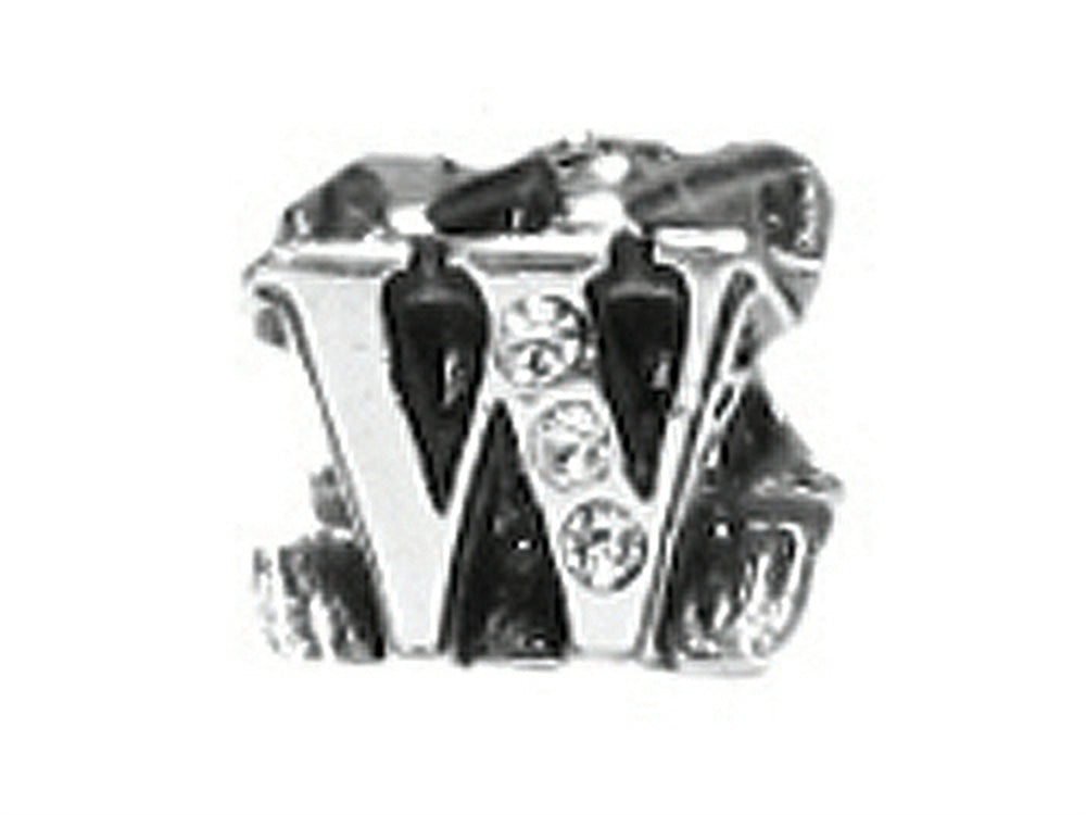 Zable Sterling Silver CZ Initial W Bead / Charm