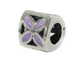 Zable Sterling Silver Tri Flower Lavender Bead / Charm