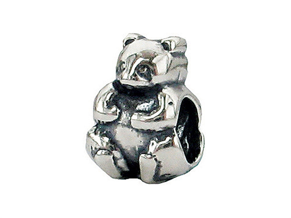 Zable™ Sterling Silver Panda, Two-Sided Bead / Charm
