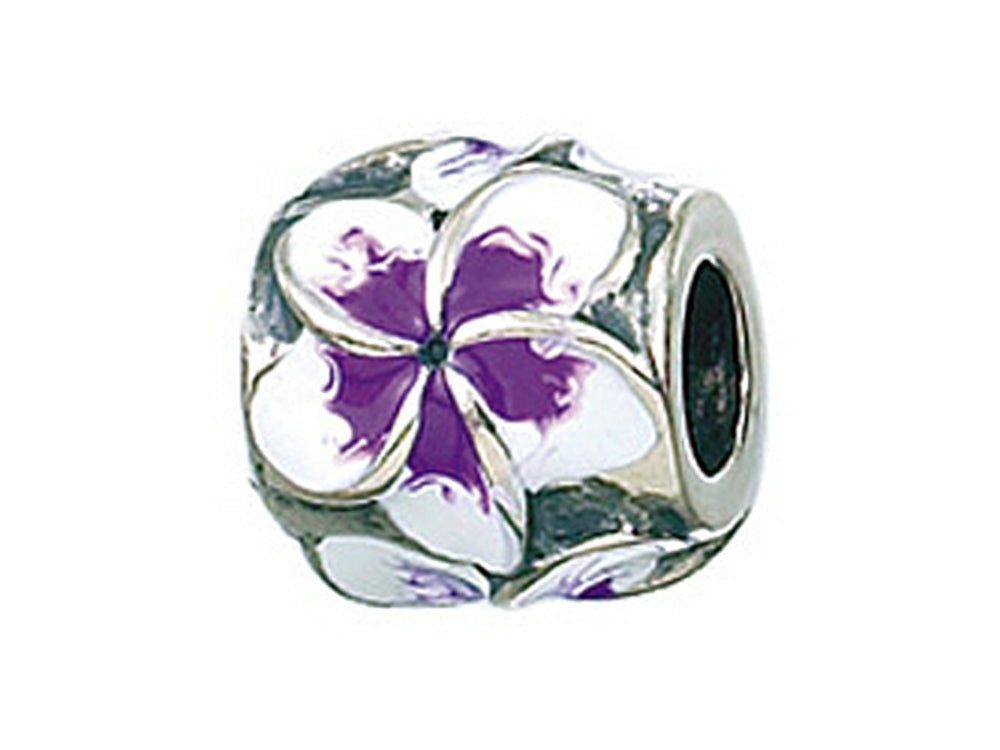 Zable Sterling Silver Plumeria Enamel Compatible Bead / Charm