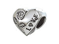 Zable Sterling Silver Heart with Rose and Love Bead / Charm