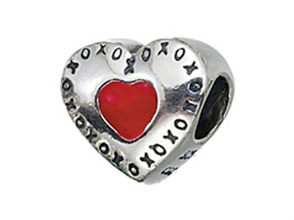 Zable Sterling Silver Red Heart with XO's Bead / Charm