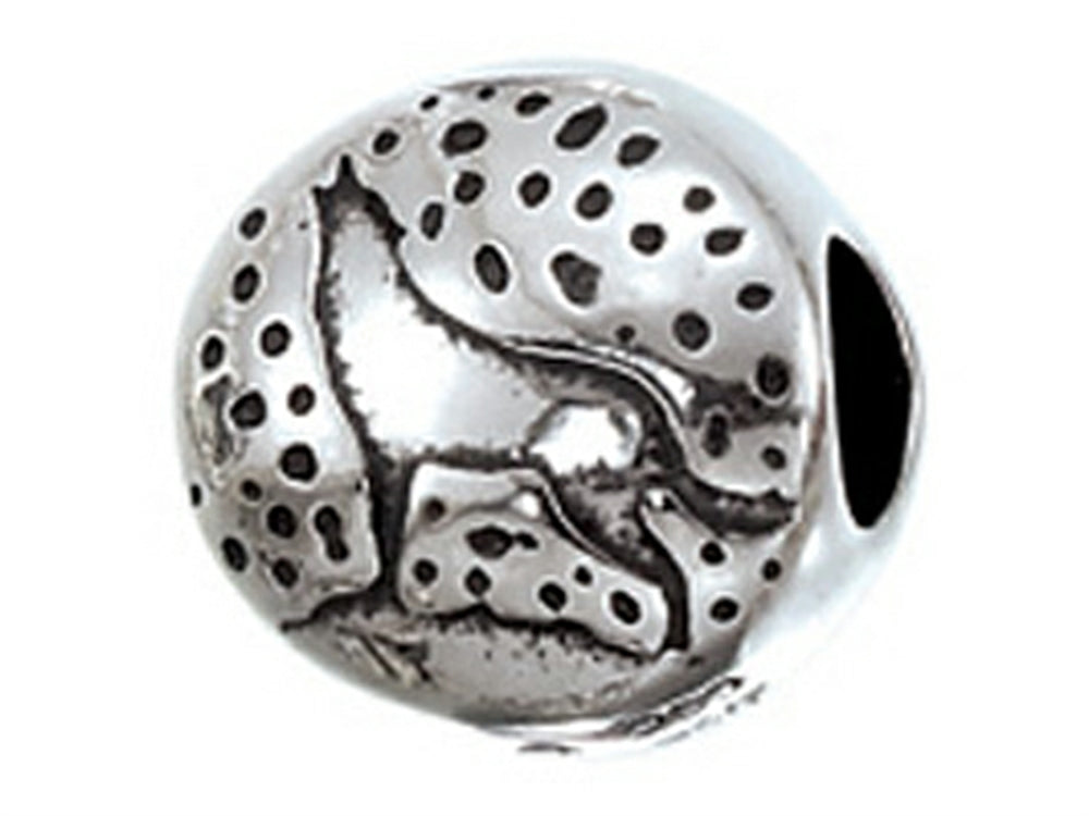 Zable™ Sterling Silver Wolf Howling At Moon Compatible Bead / Charm