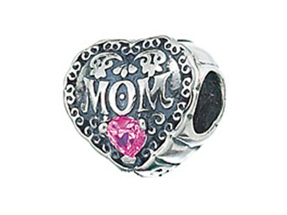 Zable Sterling Silver Mom With Crystals Bead / Charm