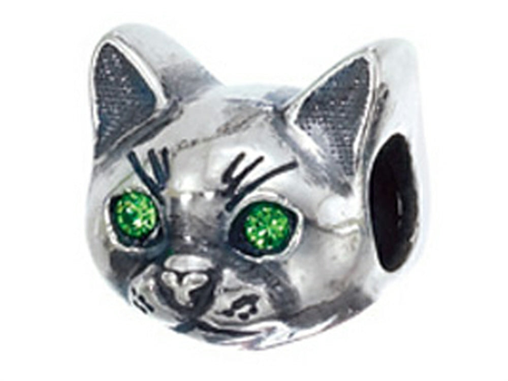 Zable™ Sterling Silver Cat Face Bead / Charm