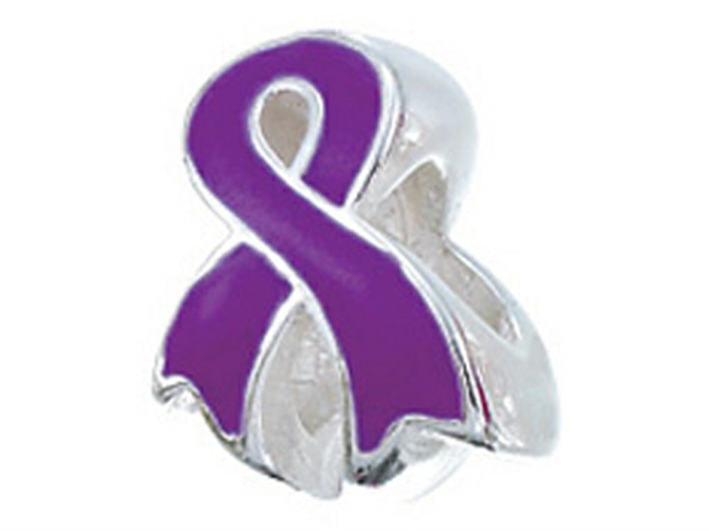 Zable Sterling Silver Awareness Ribbon-Purple Bead / Charm