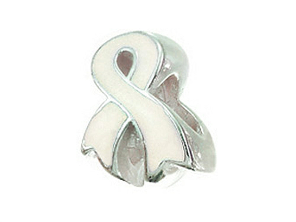 Zable Sterling Silver Awareness Ribbon White Compatible Bead / Charm