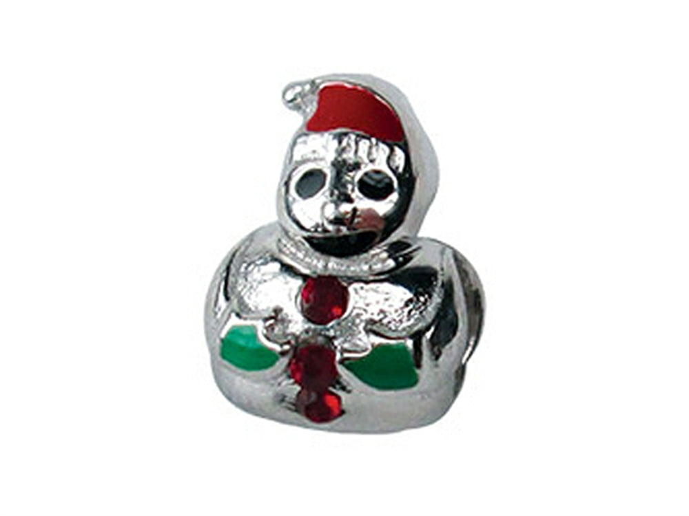 Zable Sterling Silver Snowman with Enamel and Crystals Bead / Charm