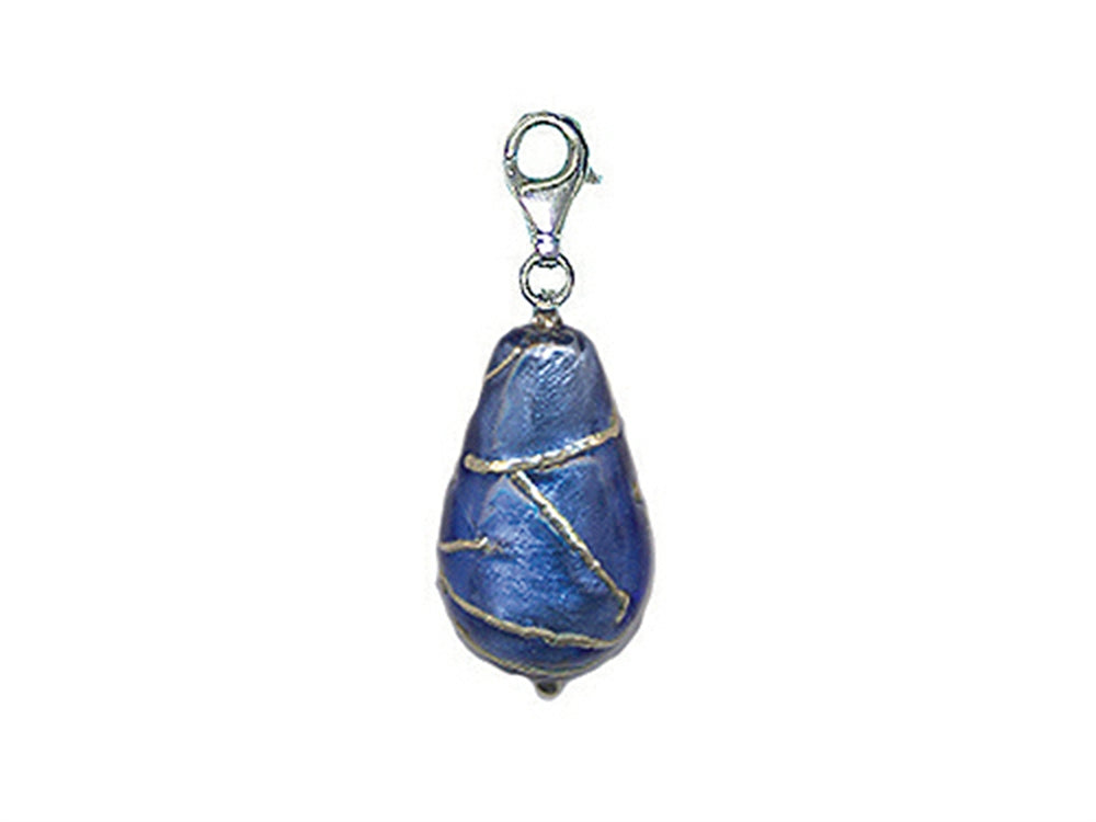 Zable Blue Drop with Silver Accents with Clip Bead / Charm